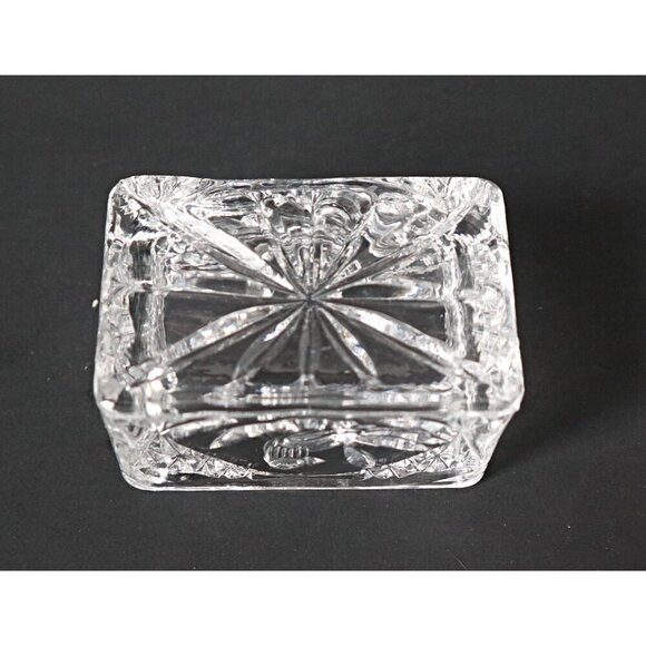 Vintage Crystal Trinket Box Song Bird Lidded Crystal Trinket Box Etched Crystal - Picture 5 of 6